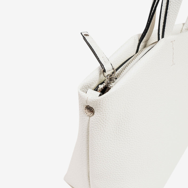 HAND BAG WITH SHOULDER STRAP, WHITE COLOR, ABLA SERIES. 22x19x12 CM