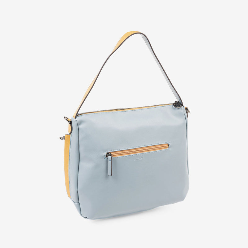 SHOULDER BAG WITH CROSSBODY STRAP, BLUE COLOR, ALHAMA SERIES. 32x26x14 CM