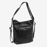 BOLSO DE HOMBRO CONVERTIBLE EN MOCHILA, COLOR NEGRO, SERIE ALMERIA. 25x30x10.5 CM