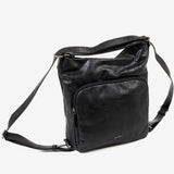 BOLSO DE HOMBRO CONVERTIBLE EN MOCHILA, COLOR NEGRO, SERIE ALMERIA. 25x30x10.5 CM