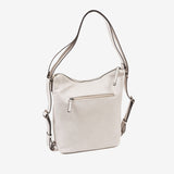 BOLSO DE HOMBRO CONVERTIBLE EN MOCHILA, COLOR BEIG, SERIE ALMERIA. 25x30x10.5 CM