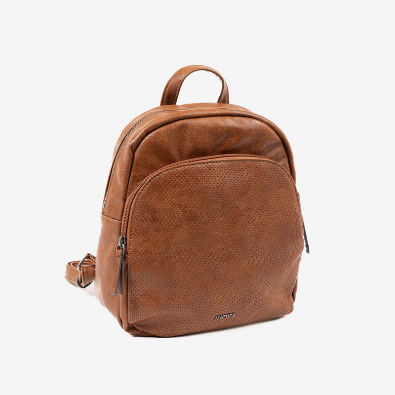 WOMEN'S BACKPACK, LEATHER COLOR, ALMERIA SERIES. 22x26x10 CM