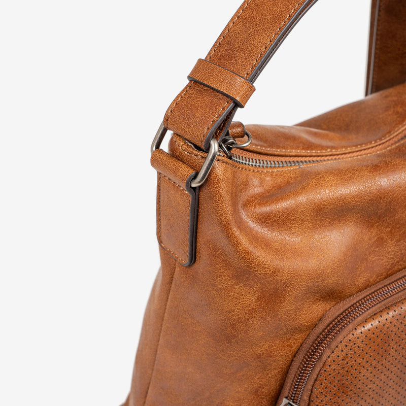 WOMEN'S BAG, LEATHER COLOR, ALMERIA SERIES. 25x24x11 CM