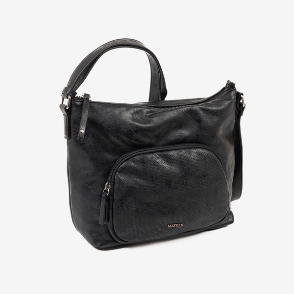 WOMEN'S BAG, BLACK COLOR, ALMERIA SERIES. 25x24x11 CM