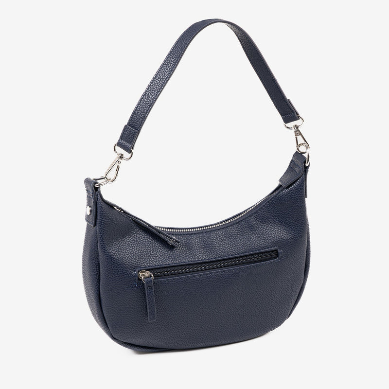 BOLSO DE HOMBRO CON BANDOLERA, COLOR AZUL, SERIE BEIRES. 24.5x14x4.5 CM