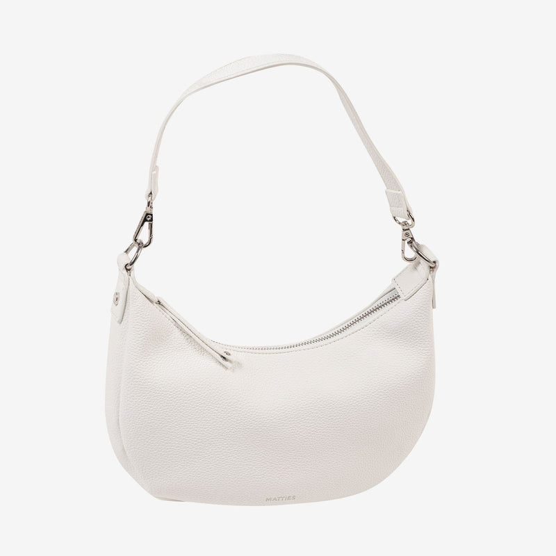 BOLSO DE HOMBRO CON BANDOLERA, COLOR BLANCO, SERIE BEIRES. 24.5x14x4.5 CM