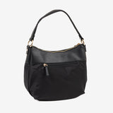 SHOULDER BAG WITH CROSSBODY STRAP, BLACK COLOR, BERJA SERIES. 26.5x24x13 CM