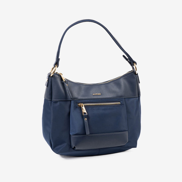 SHOULDER BAG WITH CROSSBODY STRAP, BLUE COLOR, BERJA SERIES. 26.5x24x13 CM