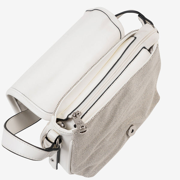 SHOULDER BAG WITH STRAP, WHITE COLOR, DALIAS SERIES. 23x13x11 CM