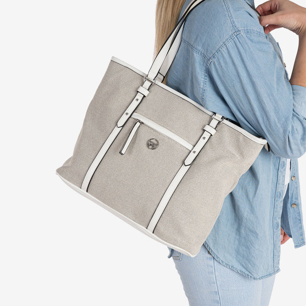 WOMEN'S BAG, WHITE COLOR, DALIAS SERIES. 35x29x13 CM