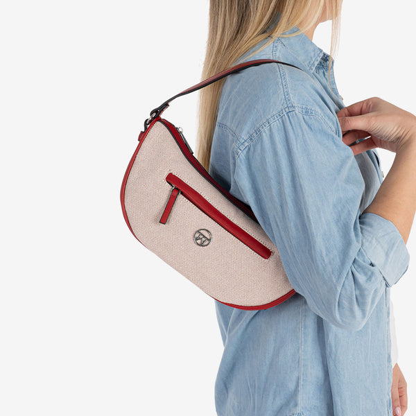 SHOULDER BAG WITH STRAP, RED COLOR, DALIAS SERIES. 26x15x10 CM