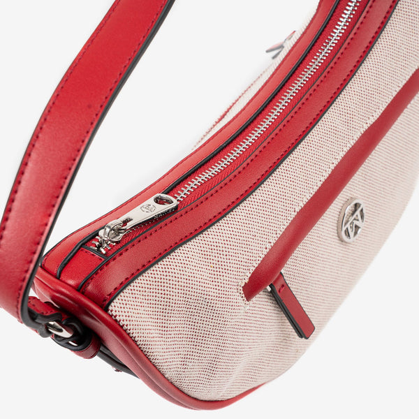 SHOULDER BAG WITH STRAP, RED COLOR, DALIAS SERIES. 26x15x10 CM