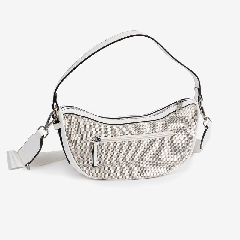 SHOULDER BAG WITH STRAP, WHITE COLOR, DALIAS SERIES. 26x15x10 CM