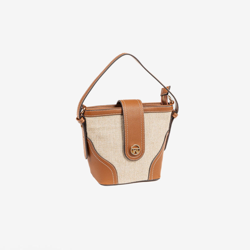 HAND BAG WITH SHOULDER STRAP, LEATHER COLOR, GADOR SERIES. 15x18x9.5 CM