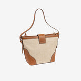 SHOULDER BAG WITH STRAP, LEATHER COLOR, GADOR SERIES. 22x22x11.5 CM