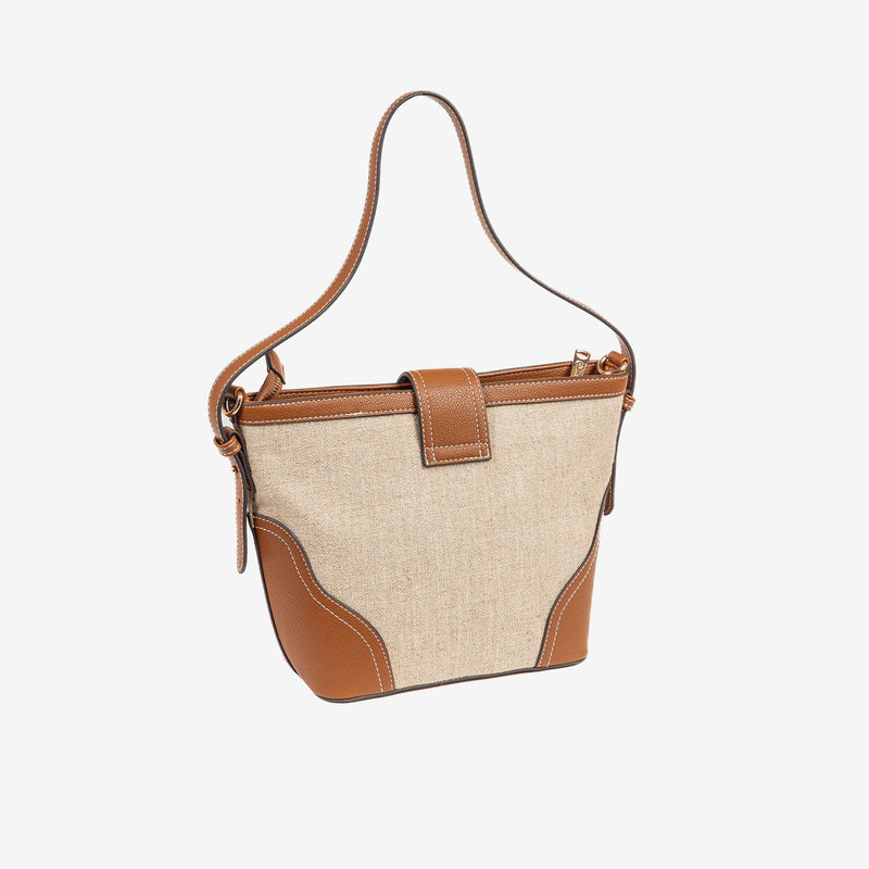 SHOULDER BAG WITH STRAP, LEATHER COLOR, GADOR SERIES. 22x22x11.5 CM