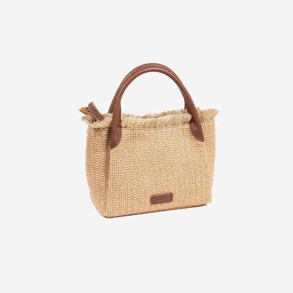 HAND BAG WITH SHOULDER STRAP, NATURAL COLOR, MOJACAR SERIES. 25x20x12 CM