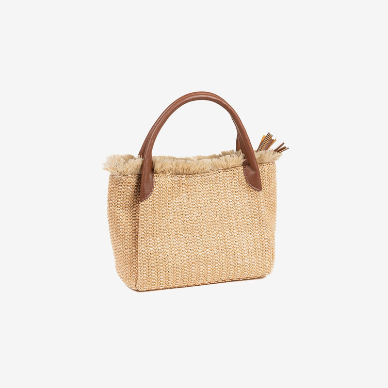 HAND BAG WITH SHOULDER STRAP, NATURAL COLOR, MOJACAR SERIES. 25x20x12 CM