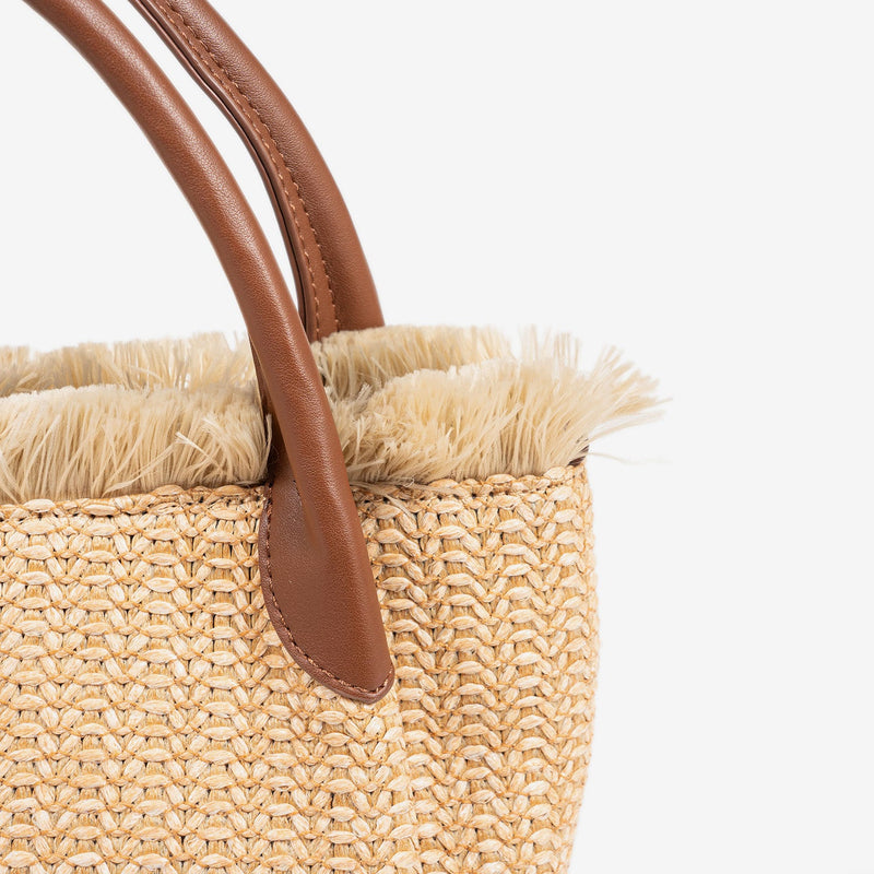 HAND BAG WITH SHOULDER STRAP, NATURAL COLOR, MOJACAR SERIES. 25x20x12 CM