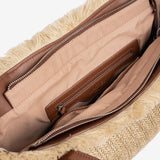 BOLSO DE HOMBRO CON BANDOLERA, COLOR NATURAL, SERIE MOJACAR. 30x28x13 CM