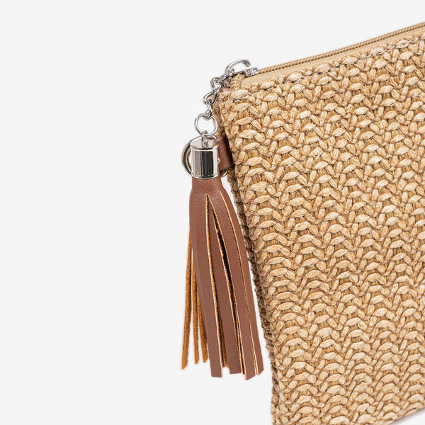 HAND BAG WITH SHOULDER STRAP, NATURAL COLOR, MOJACAR SERIES. 28x18 CM