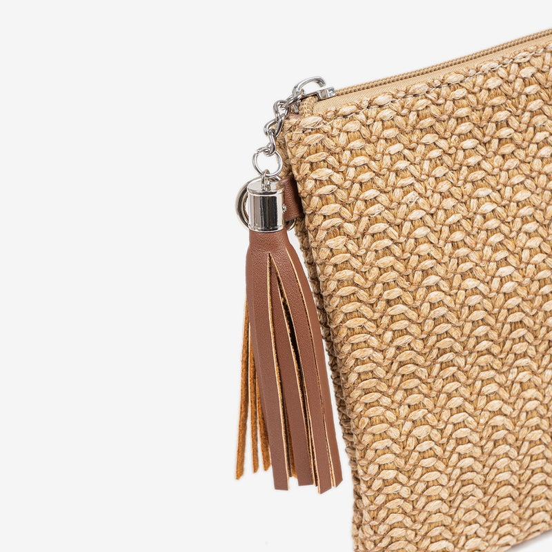 HAND BAG WITH SHOULDER STRAP, NATURAL COLOR, MOJACAR SERIES. 28x18 CM