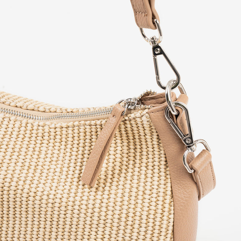 SHOULDER BAG WITH CROSSBODY STRAP, CAMEL COLOR, NIJAR SERIES. 32x30x11 CM