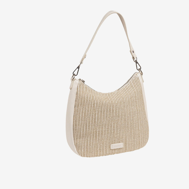 SHOULDER BAG WITH STRAP, WHITE COLOR, NIJAR SERIES. 32x30x11 CM