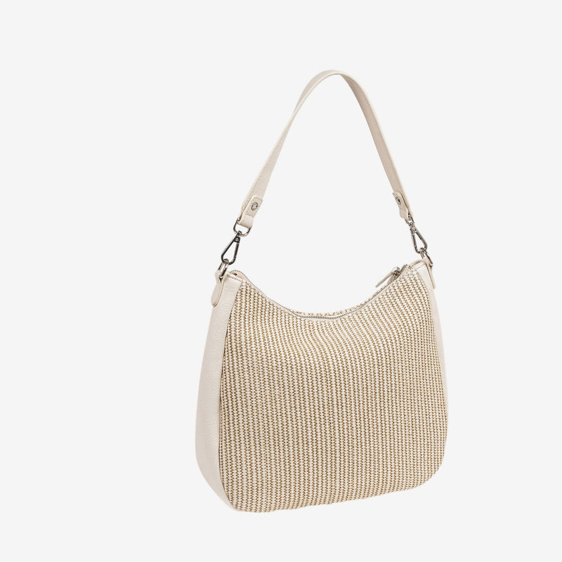 SHOULDER BAG WITH STRAP, WHITE COLOR, NIJAR SERIES. 32x30x11 CM