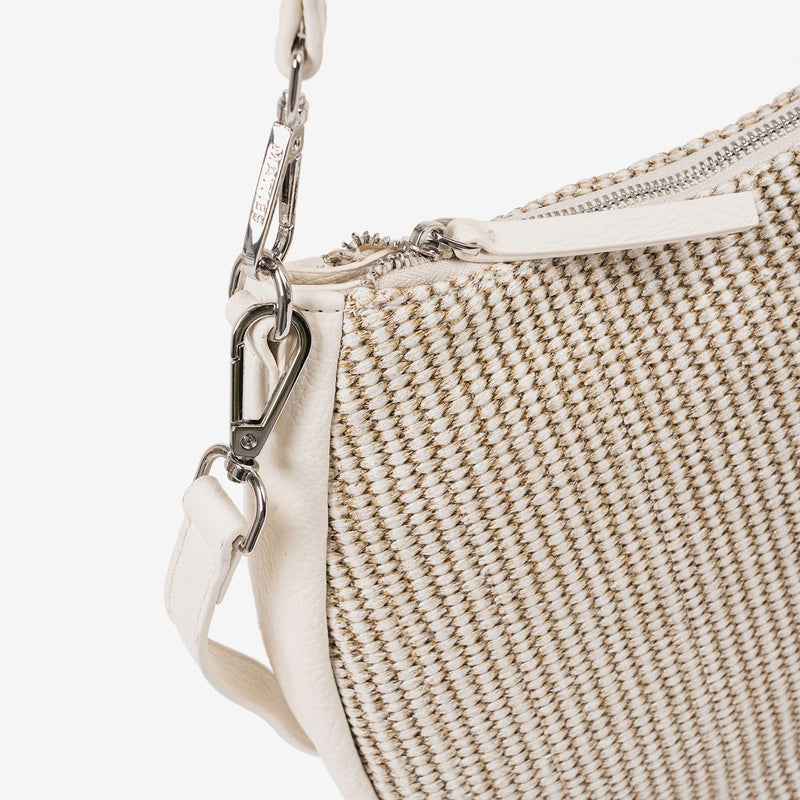 SHOULDER BAG WITH STRAP, WHITE COLOR, NIJAR SERIES. 31x25x08 CM