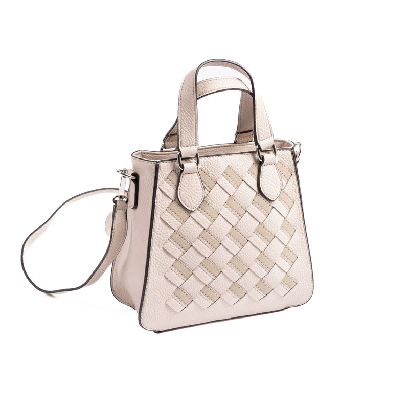 HAND BAG WITH SHOULDER STRAP, BEIGE COLOR, ROQUETAS SERIES. 22x20x12 CM