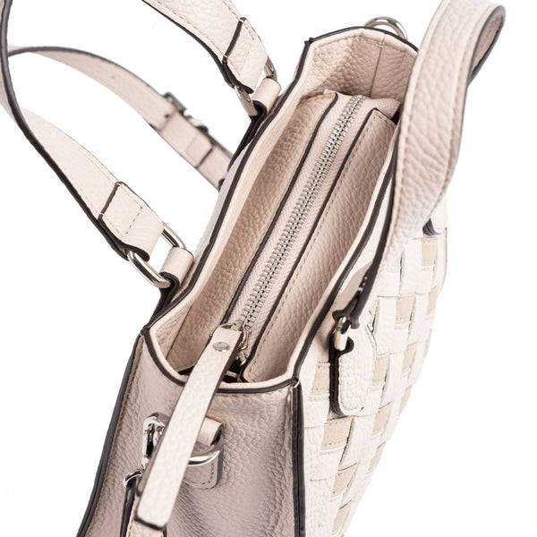 HAND BAG WITH SHOULDER STRAP, BEIGE COLOR, ROQUETAS SERIES. 22x20x12 CM