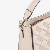 HAND BAG WITH SHOULDER STRAP, BEIGE COLOR, ROQUETAS SERIES. 28x20x12 CM