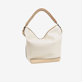 BOLSO DE HOMBRO CON BANDOLERA, COLOR CAMEL, SERIE SORBAS. 24x29x14.5 CM