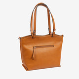 WOMEN'S BAG WITH ZIPPER, LEATHER COLOR, VERA SERIES. 31x28x13 CM