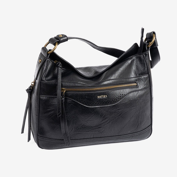 Shoulder bag with shoulder strap, black color, Savana series. 32x24x12 cm
