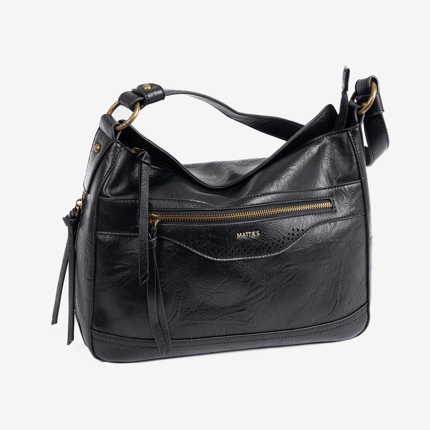 Shoulder bag with shoulder strap, black color, Savana series. 32x24x12 cm