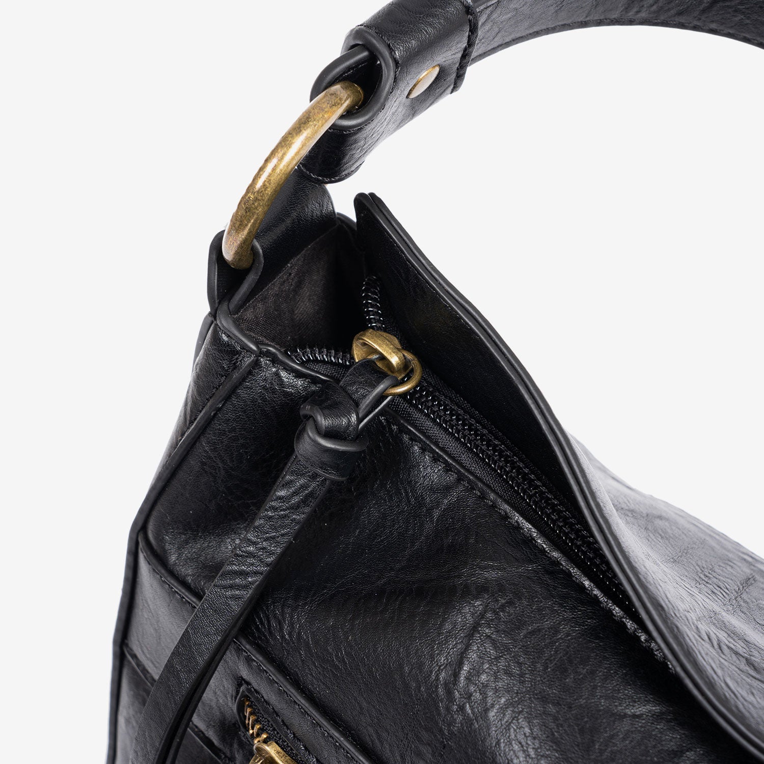Shoulder bag with shoulder strap, black color, Savana series. 32x24x12 cm