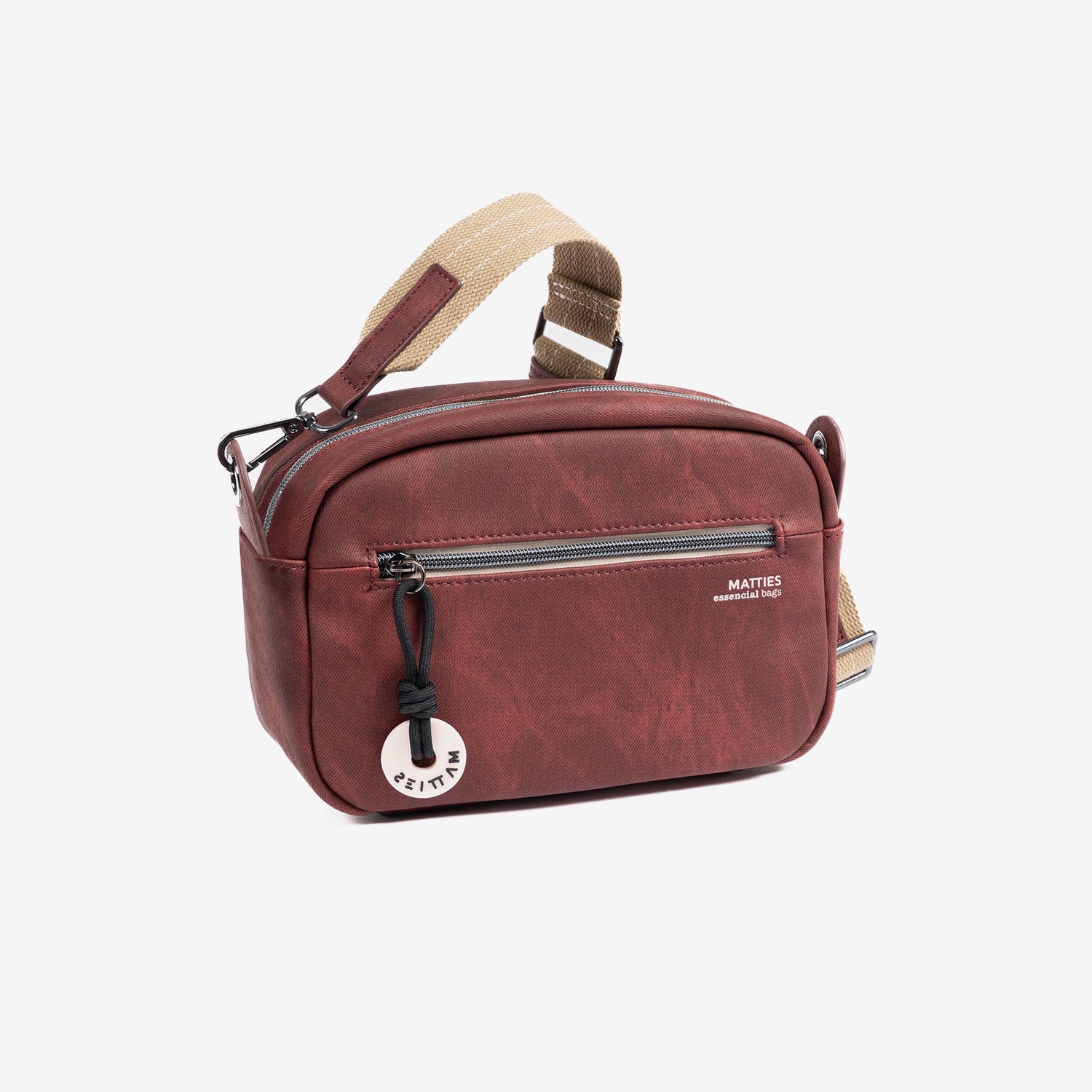 Bolso bandolera, color burdeos, Serie strive. 23x15x10 cm