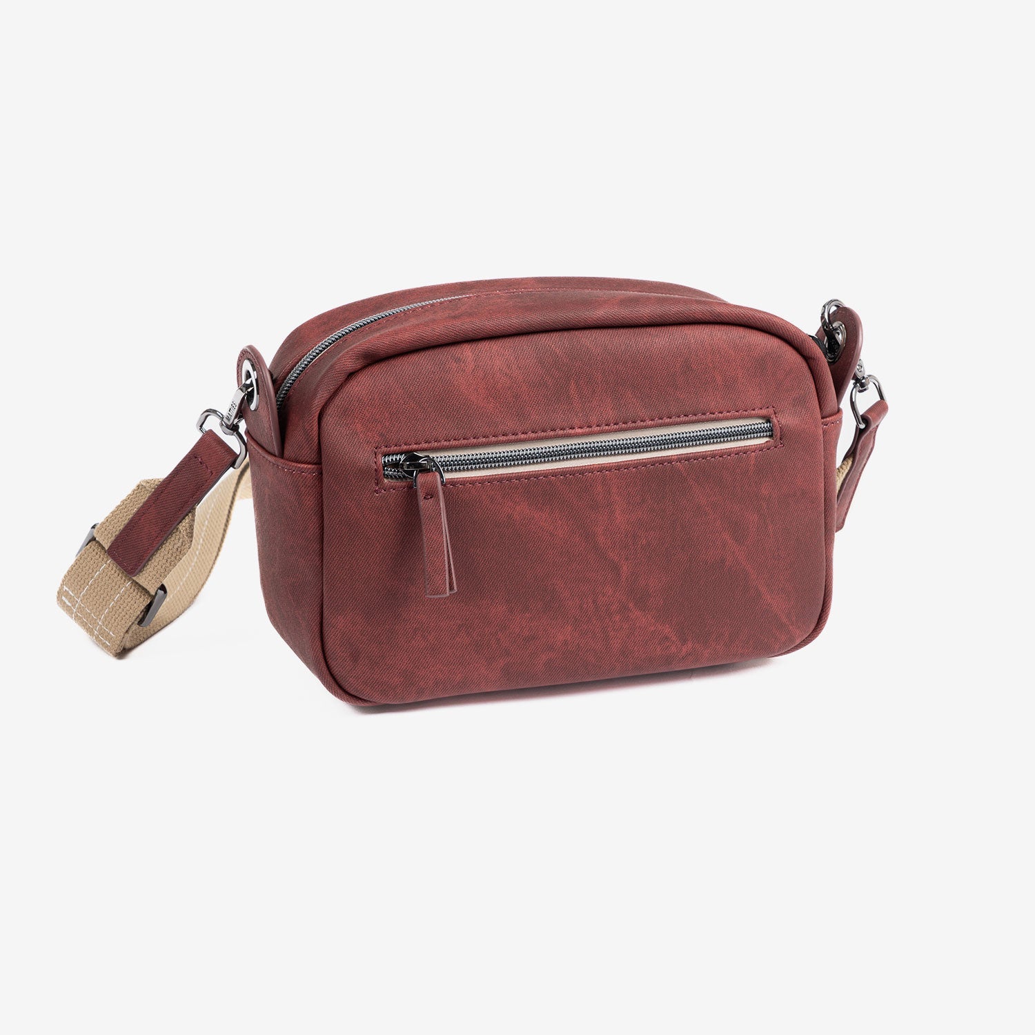 Bolso bandolera, color burdeos, Serie strive. 23x15x10 cm