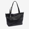 Bolso shopper cerrado con cremallera, color negro, Serie floater/leather. 33x27.5x10 cm