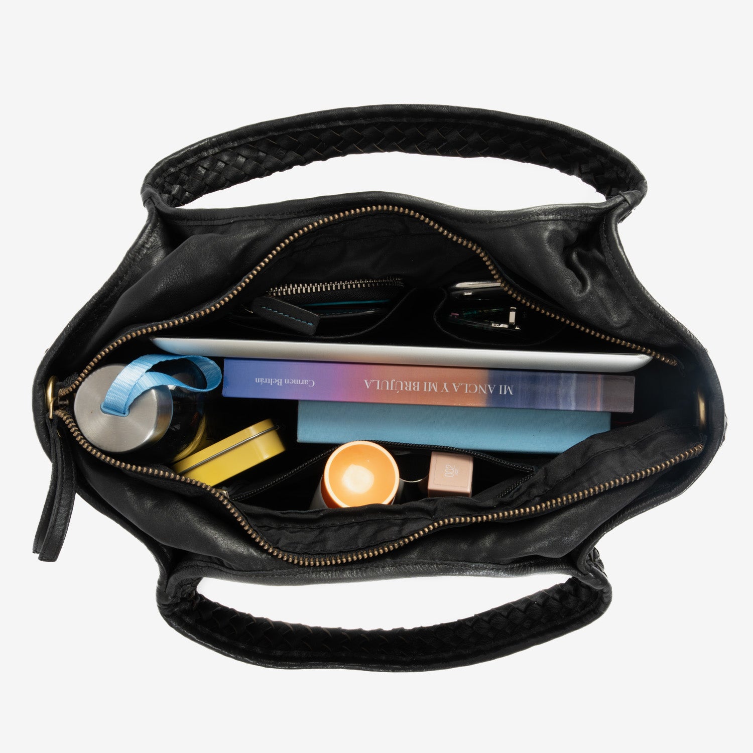 Bolso de hombro mujer, Serie Trenzados/Leather. 27x21x15 cm