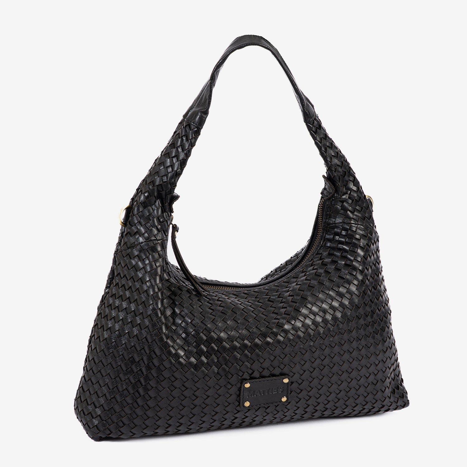 Bolso de hombro con asa bandolera, Serie Trenzados/Leather. 36x20x11 cm