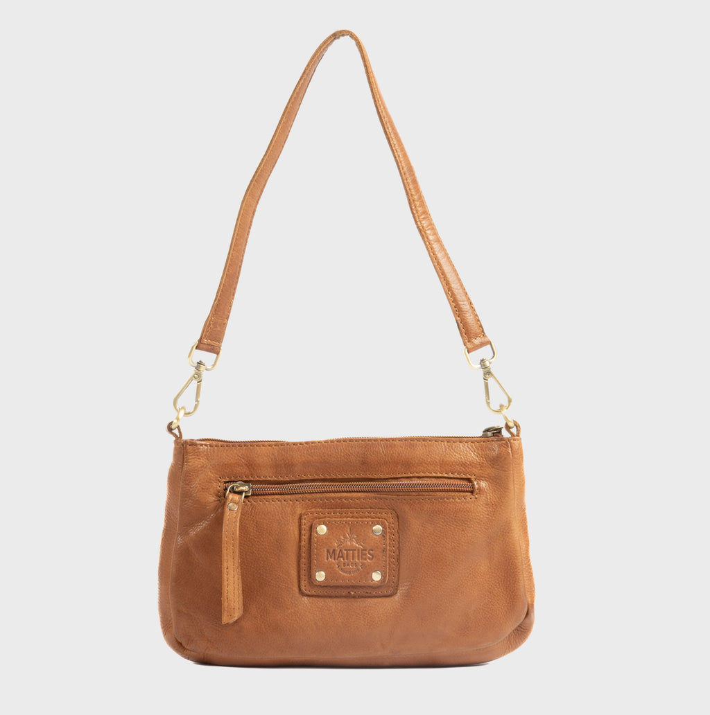 Bolso de hombro con bandolera de piel natural