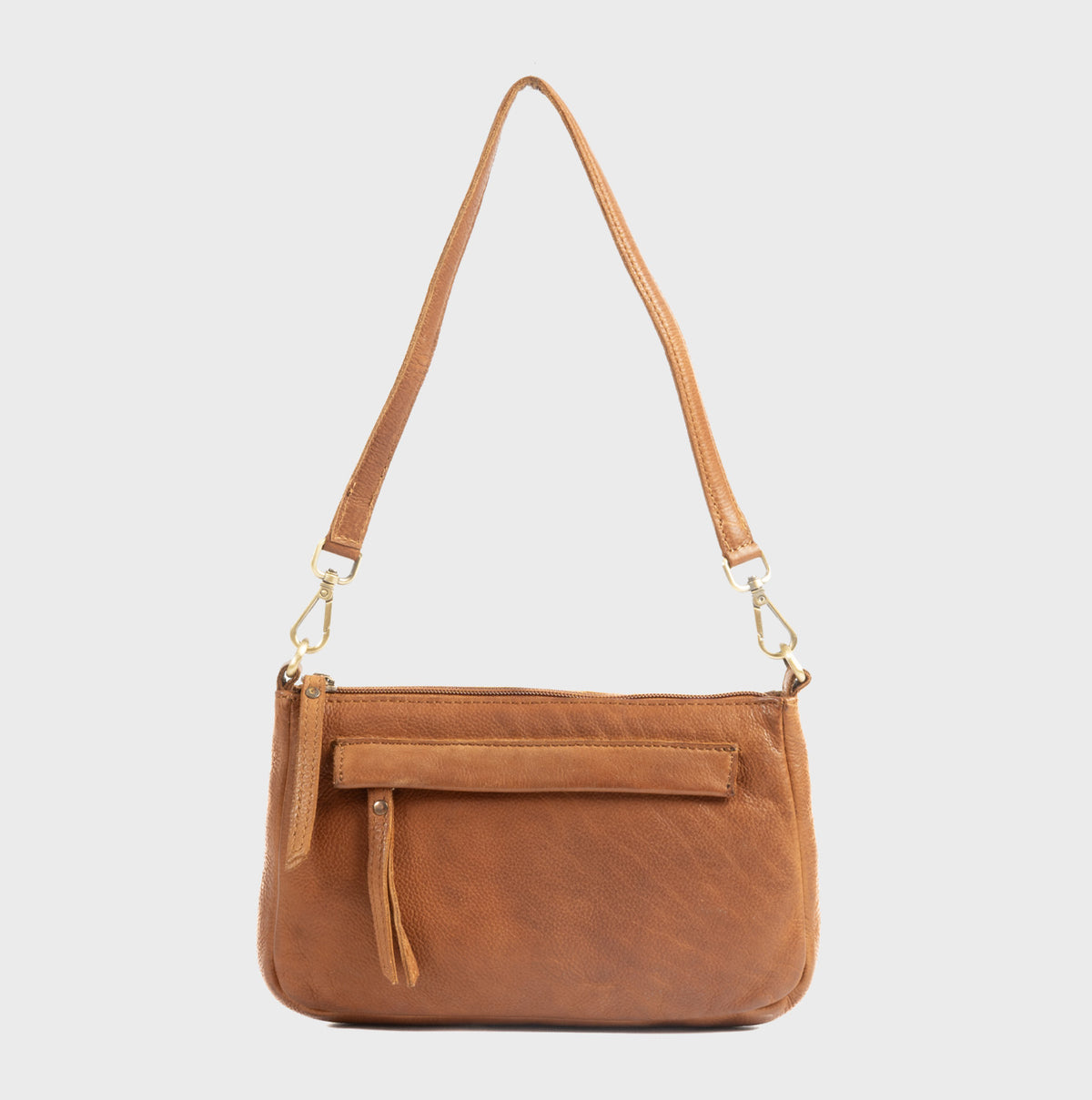 Bolso de hombro con bandolera de piel natural