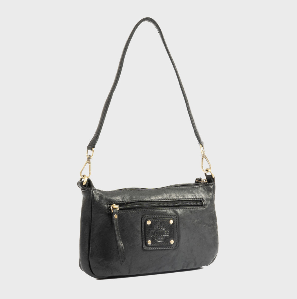 Bolso de hombro con bandolera de piel natural