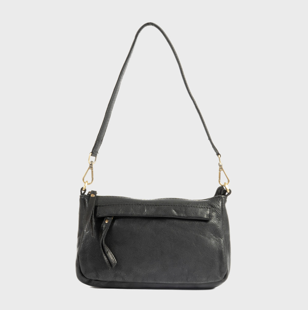 Bolso de hombro con bandolera de piel natural