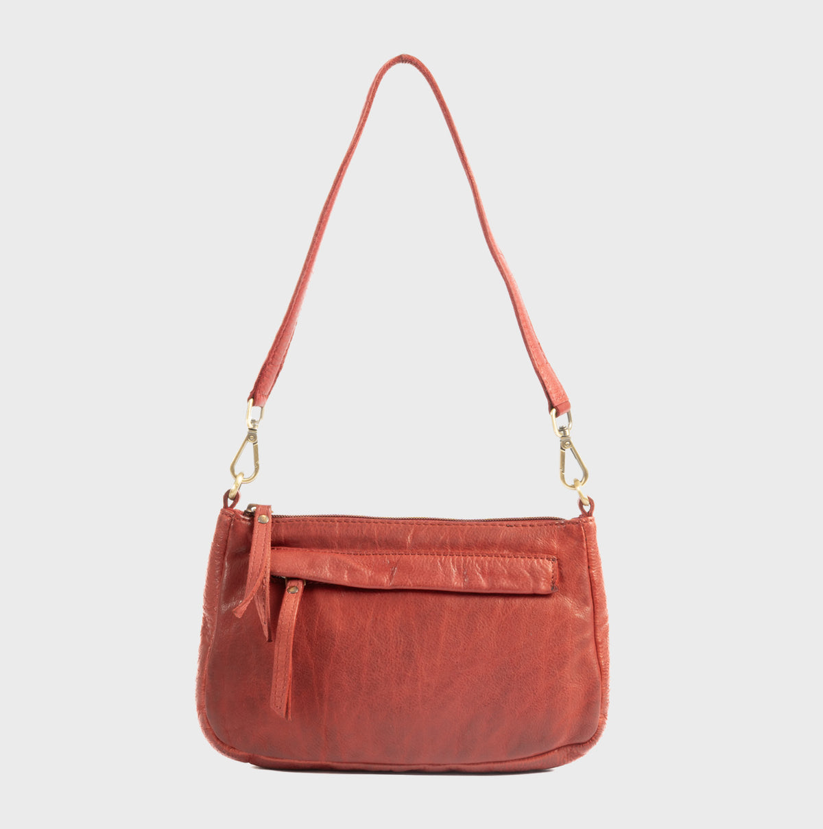 Bolso de hombro con bandolera de piel natural