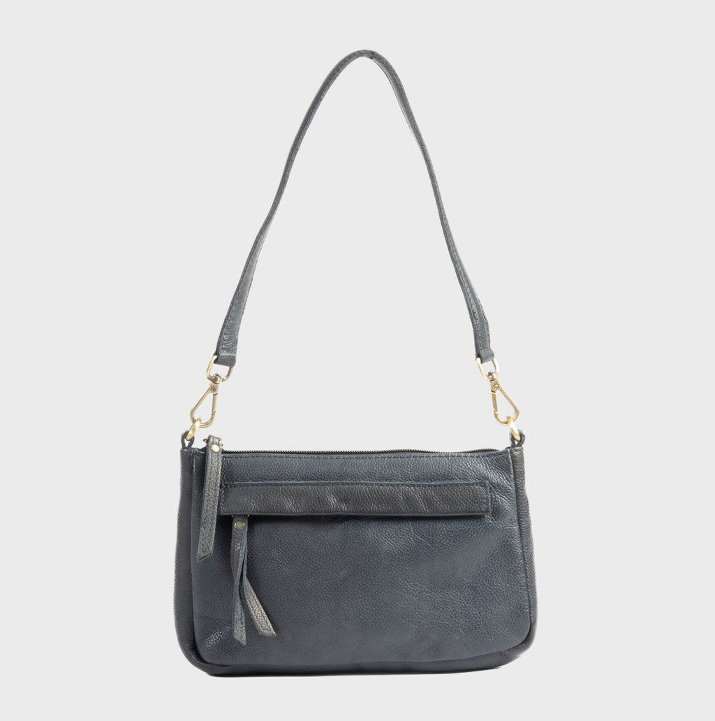 Bolso de hombro con bandolera de piel natural