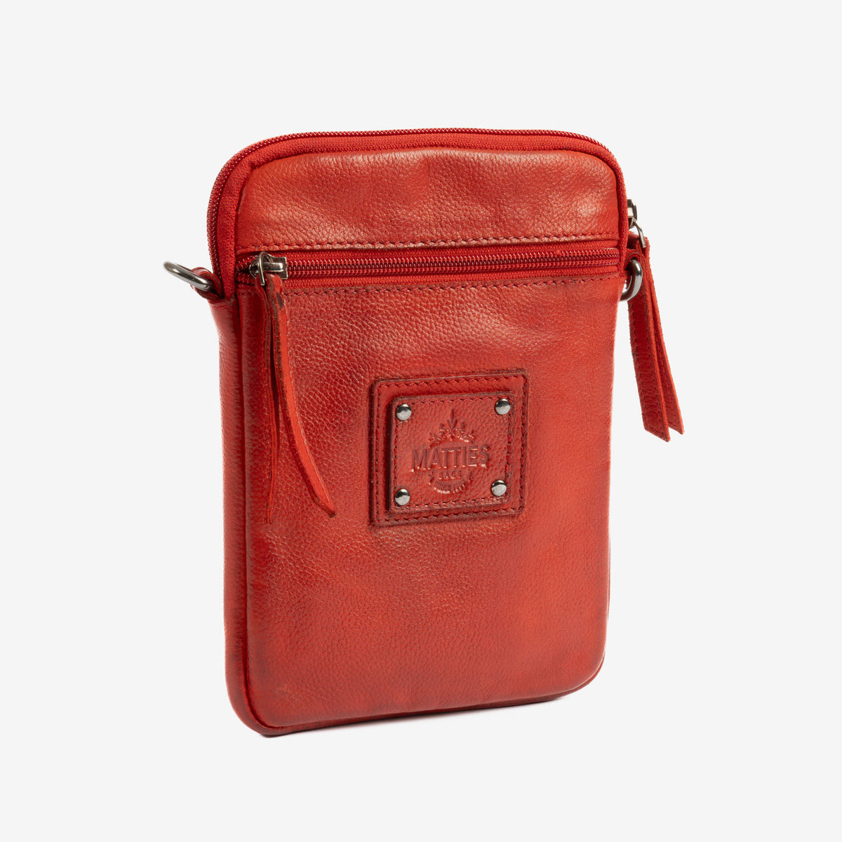 Bolso bandolera vertical de piel natural